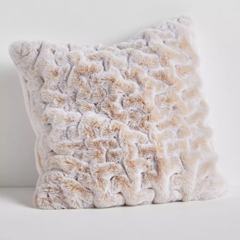 Anthropologie Luxe Sculpted Faux-Fur Pillow – Pearl 2 Available Discontinued NWT